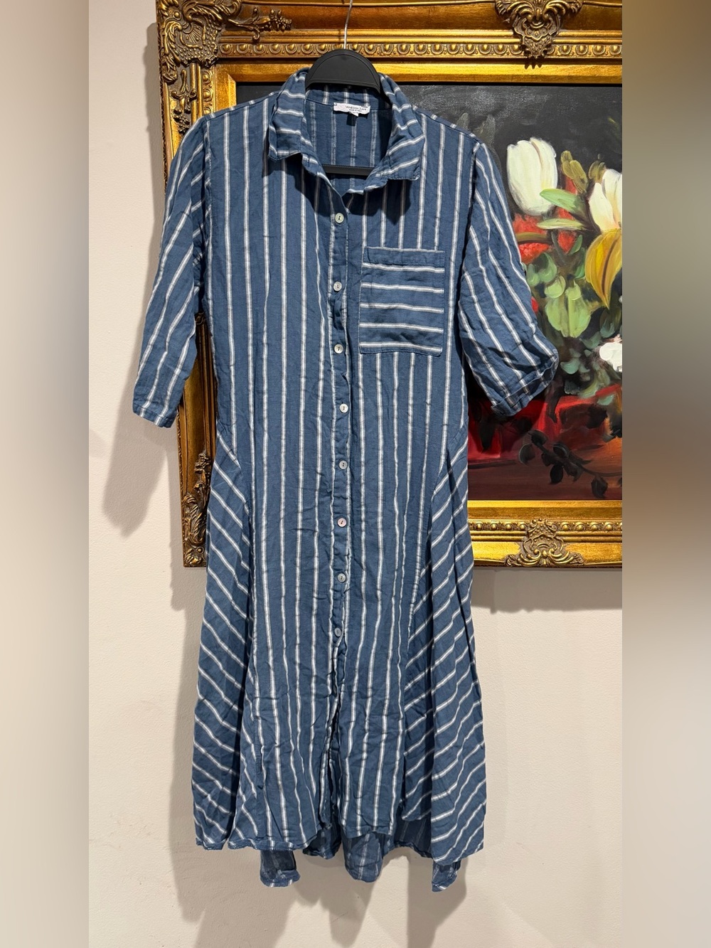 Vanessa Zani Blue and White Striped Top